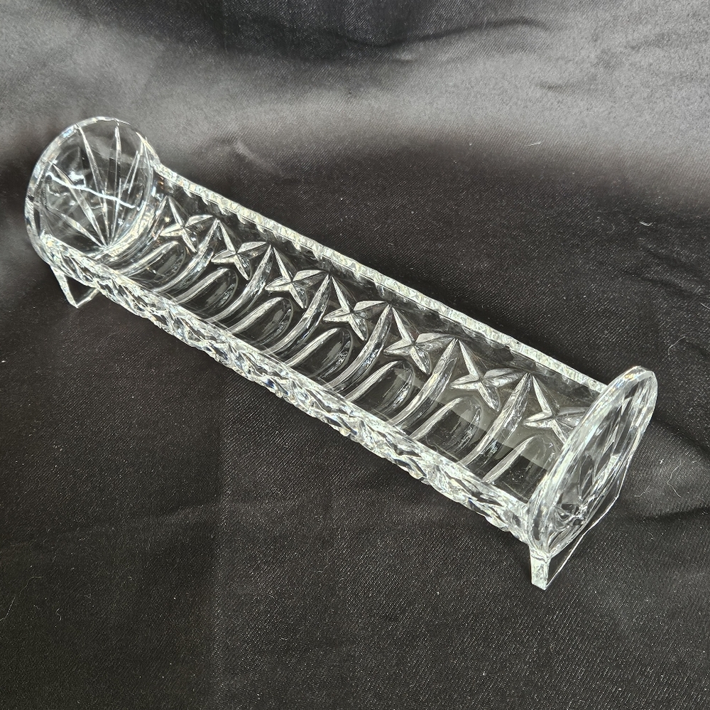 Vintage Shannon Starburst Pattern Crystal Cut Glass Cracker Dish
